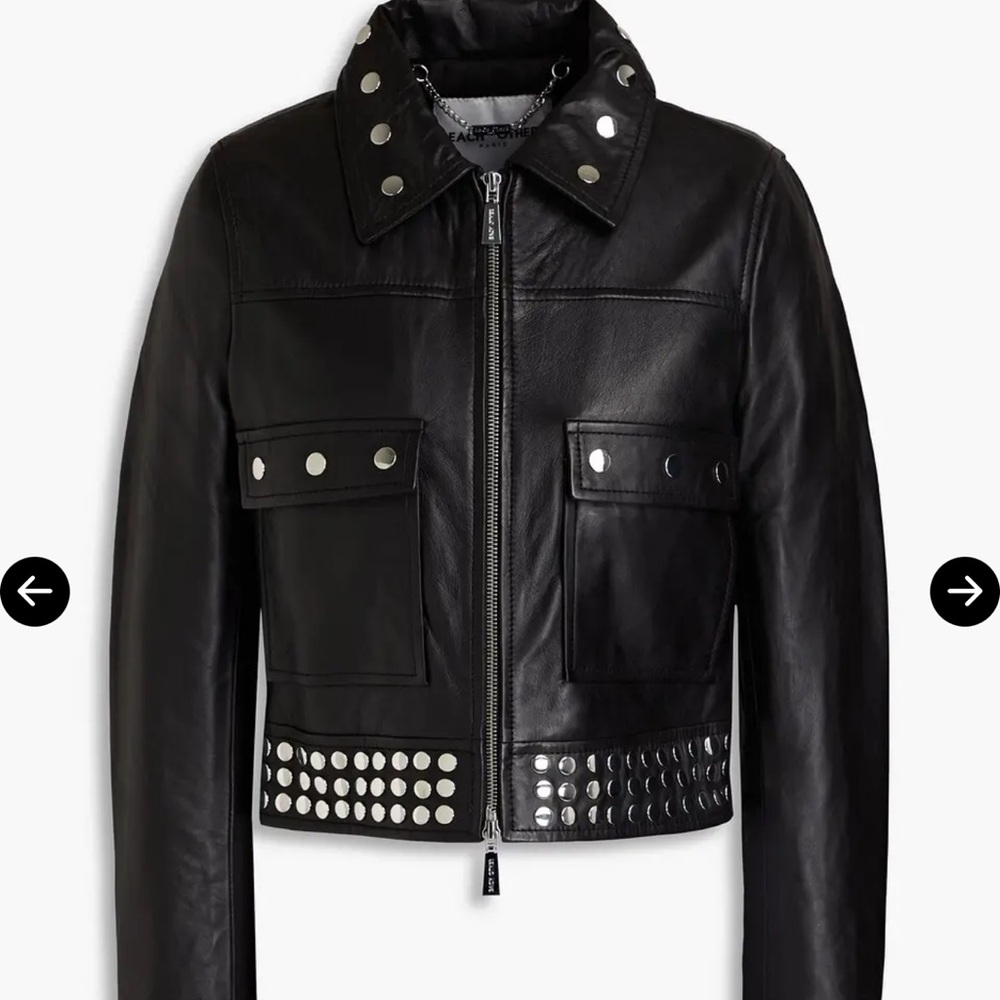 Incredible Black Leather Jacket with Silver Studs